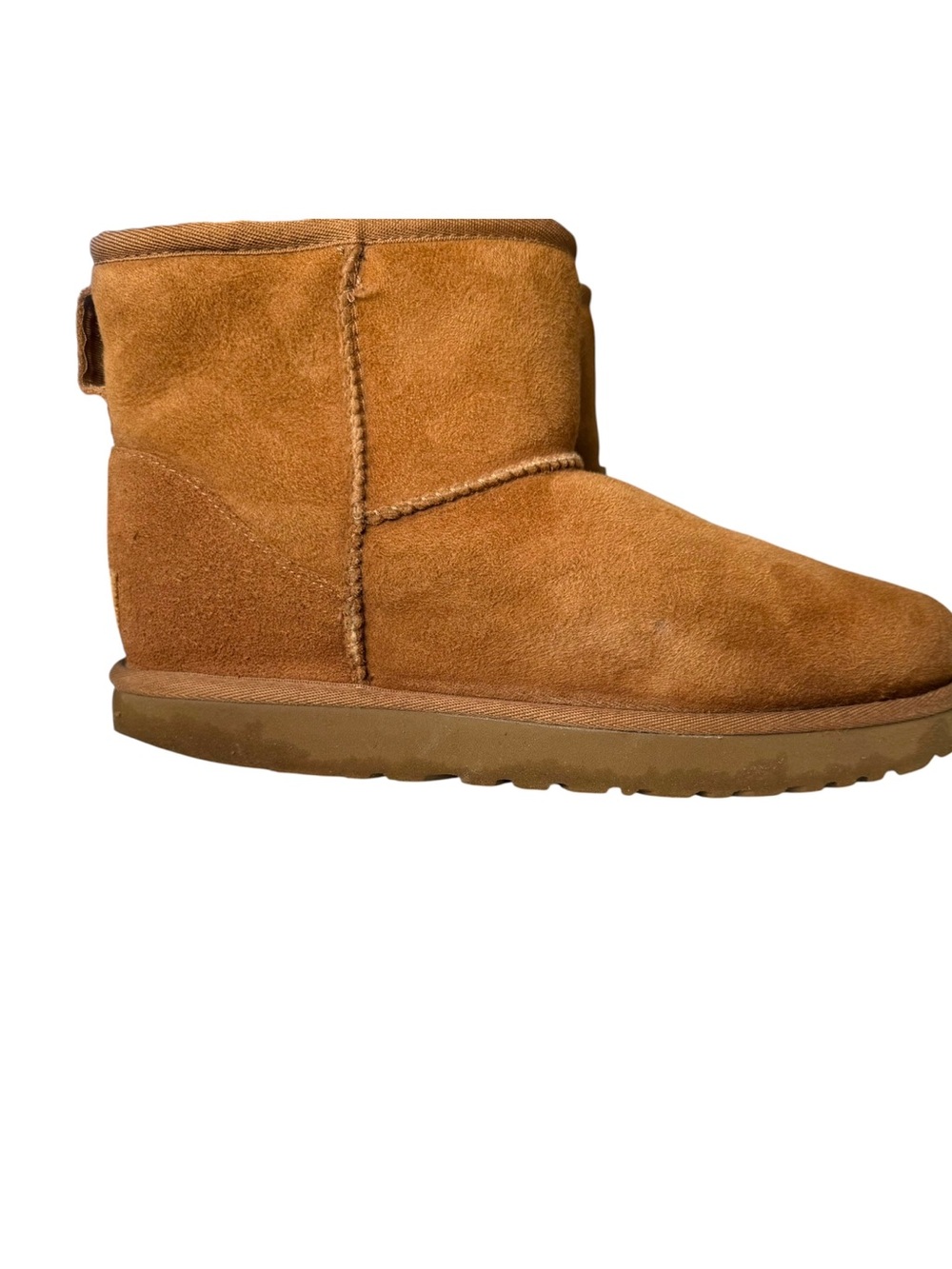 UGG Classic Mini Boots Size 9 US Chestnut Brown Tan Suede Wool Shearling Lining - Picture 3 of 16